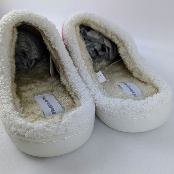 Hearts Slippers Sherpa Upper Fleece Memory Foam Slip On Ivory Pink XL (9/10) NWT - Picture 8 of 11